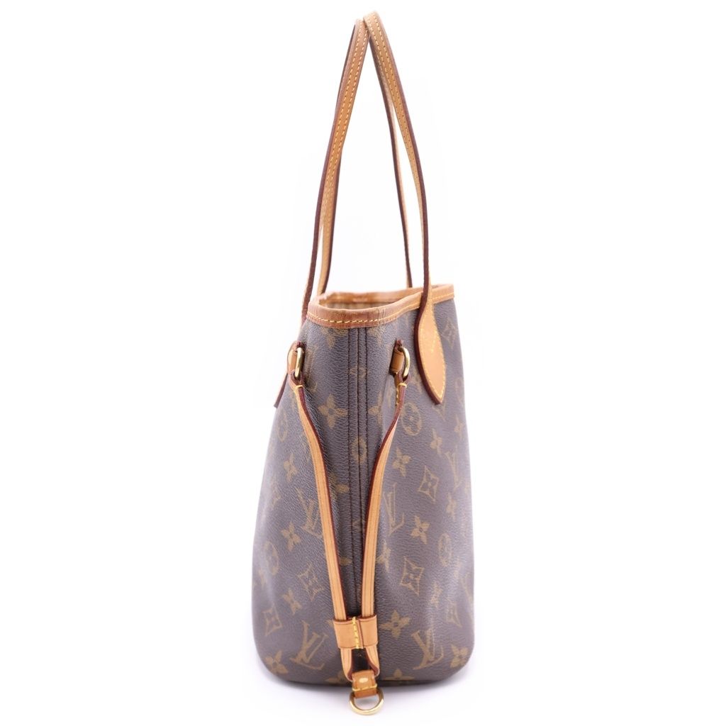 Louis Vuitton Monogram Neverfull PM Tote Brown Leather Gold — view 3