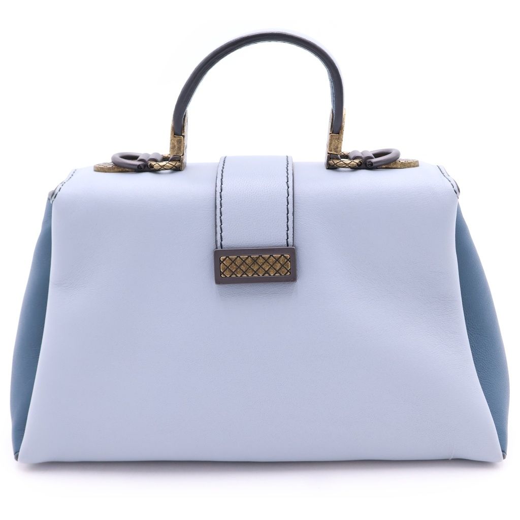 Bottega Veneta Piazza 2-Way Mini Shoulder Bag Light Blue Bicolor Leather Gold — view 2