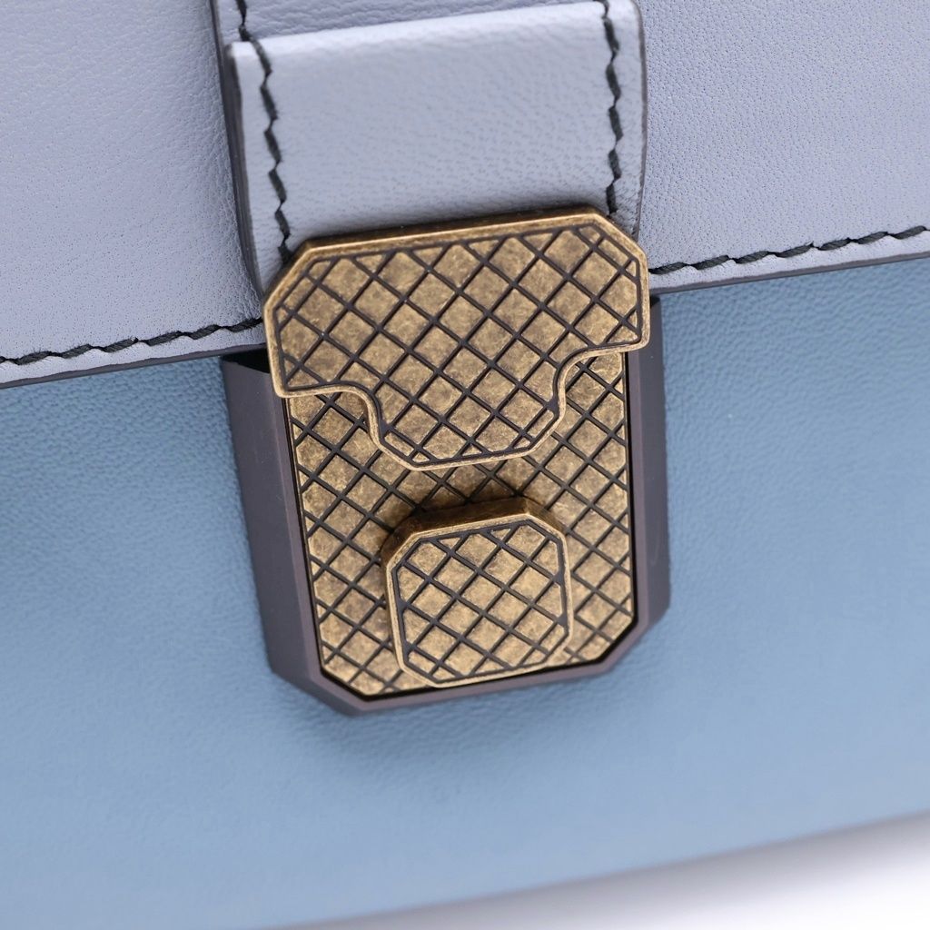 Bottega Veneta Piazza 2-Way Mini Shoulder Bag Light Blue Bicolor Leather Gold — view 6