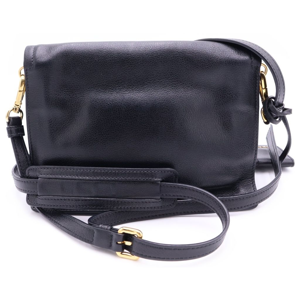 Prada Etiquette Shoulder Bag Black Calfskin Gold — view 2