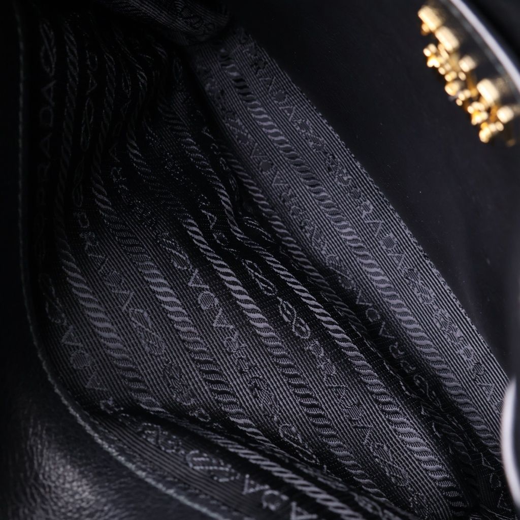 Prada Etiquette Shoulder Bag Black Calfskin Gold — view 8