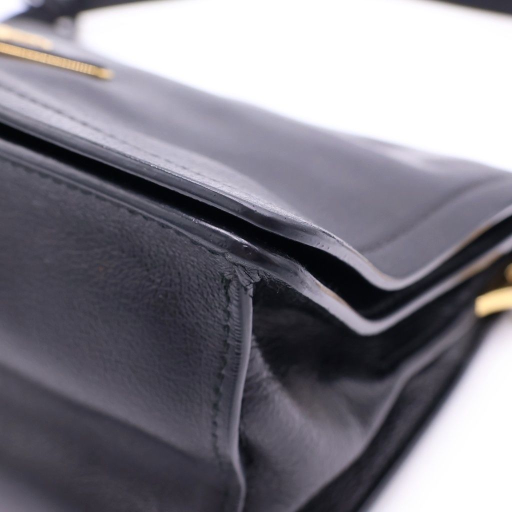Prada Etiquette Shoulder Bag Black Calfskin Gold — view 5