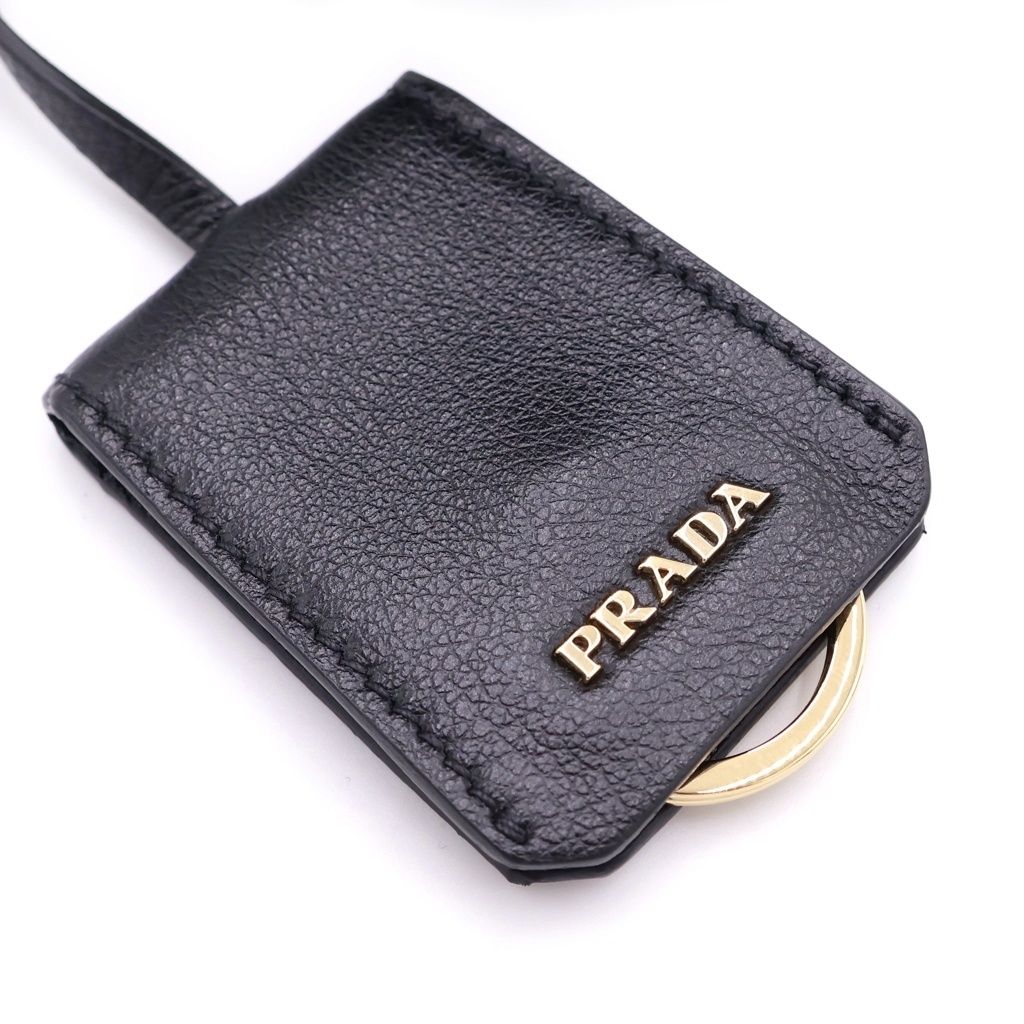 Prada Etiquette Shoulder Bag Black Calfskin Gold — view 7