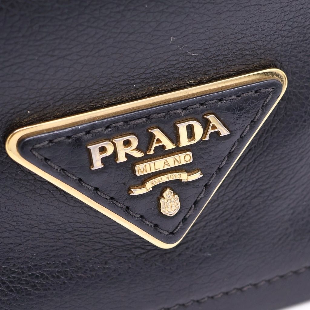Prada Etiquette Shoulder Bag Black Calfskin Gold — view 6