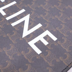 Celine Triomphe Vertical Cover 2-Way Tote Shoulder Bag Brown Leather Gold — view 7