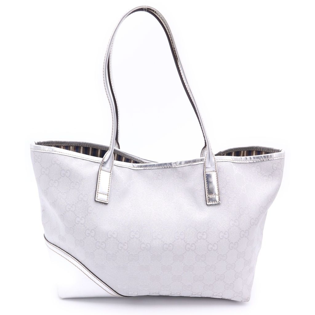 Gucci Guccissima Tote Silver Canvas Enamel Leather — view 2