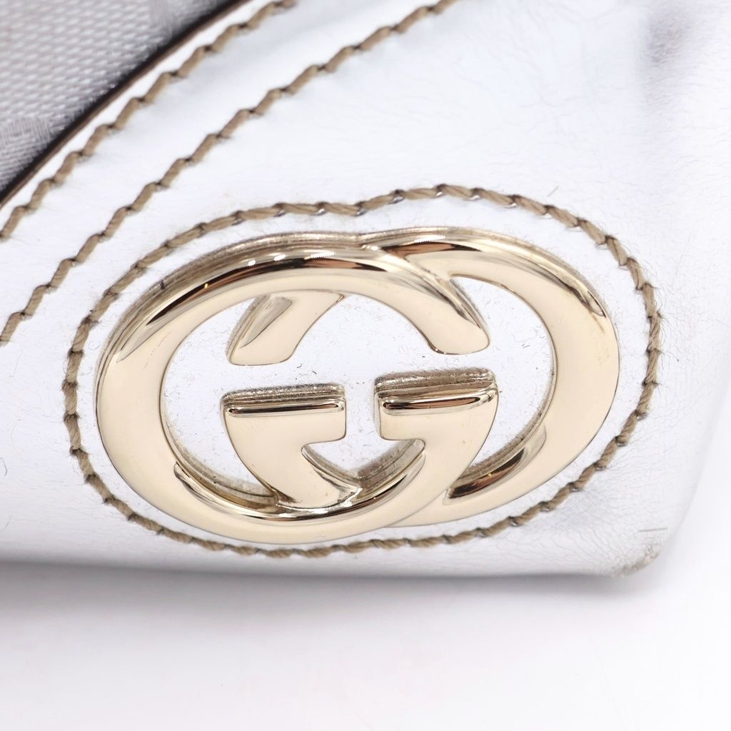 Gucci Guccissima Tote Silver Canvas Enamel Leather — view 6