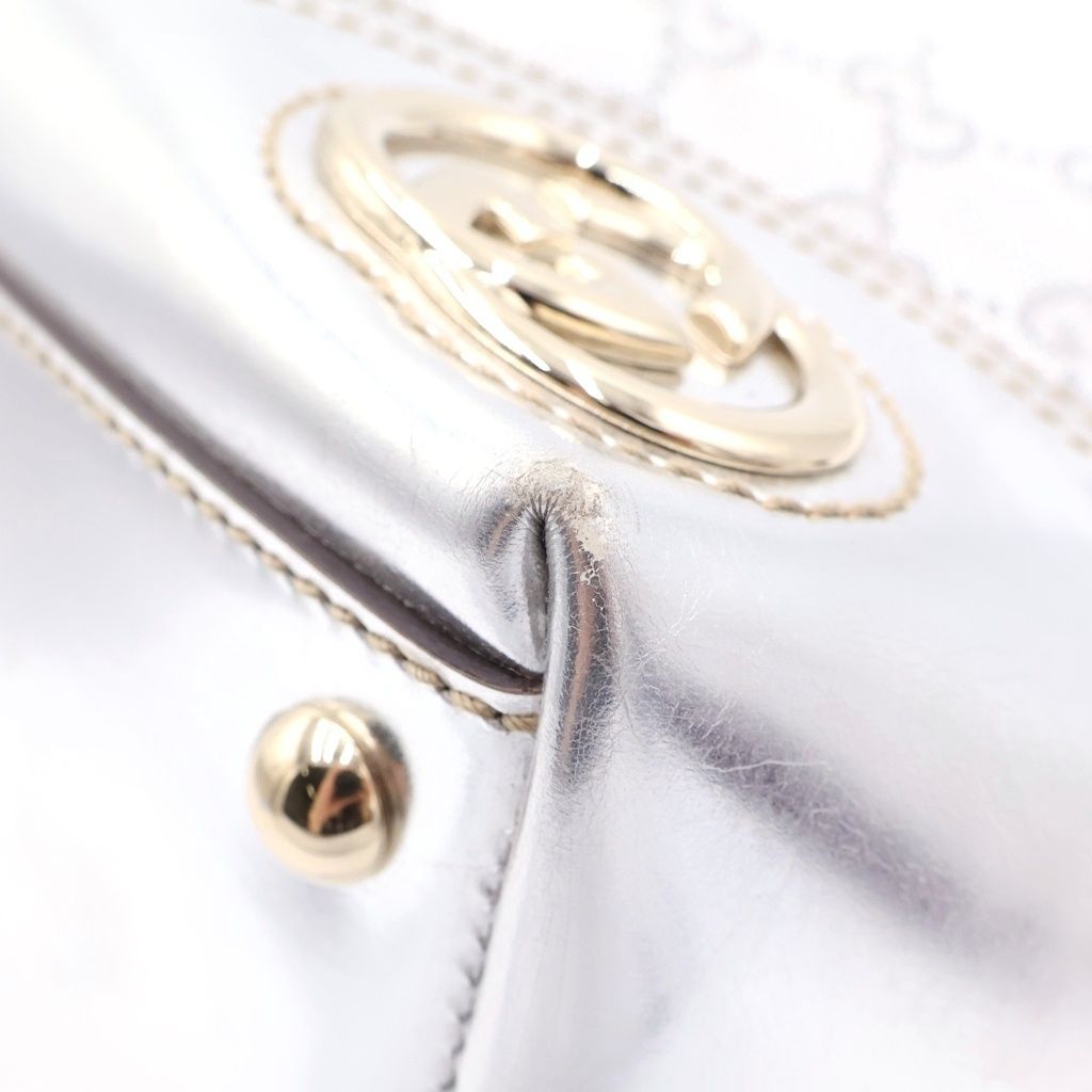 Gucci Guccissima Tote Silver Canvas Enamel Leather — view 5