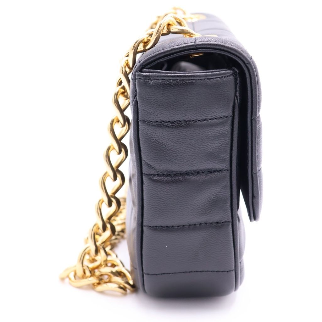 Celine Matelasse Monochrome Shoulder Bag Quilted Gold Black — view 3