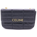 Celine Matelasse Monochrome Shoulder Bag Quilted Gold Black