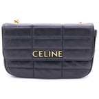 Celine Matelasse Monochrome Shoulder Bag Quilted Gold Black