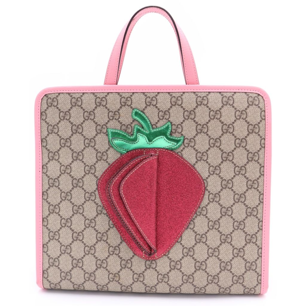 Gucci GG Supreme Strawberry Hand Bag Handbag Beige