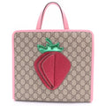 Gucci GG Supreme Strawberry Hand Bag Handbag Beige