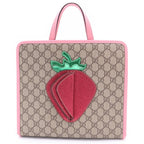 Gucci GG Supreme Strawberry Hand Bag Handbag Beige