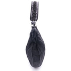 Prada Triangle Logo Nylon Leather Shoulder Bag Tote Black — view 3