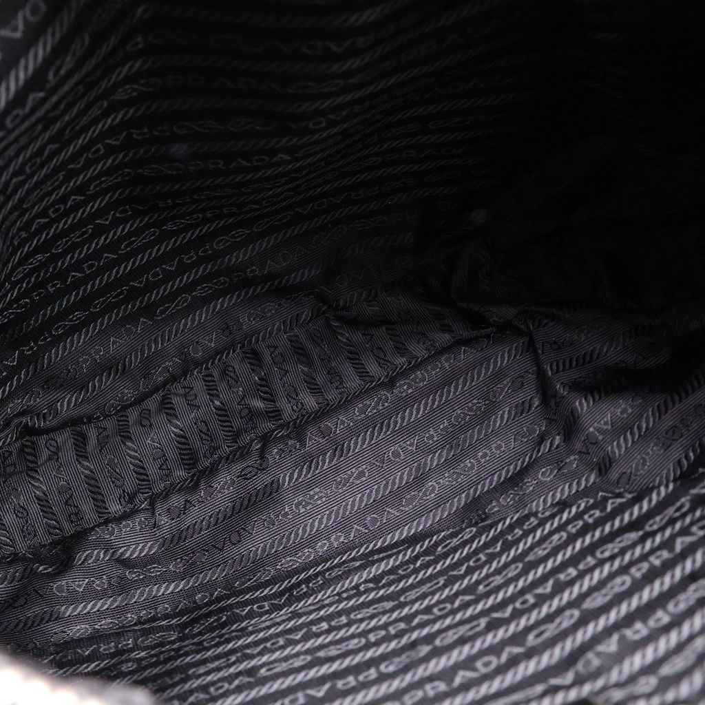 Prada Triangle Logo Nylon Leather Shoulder Bag Tote Black — view 8