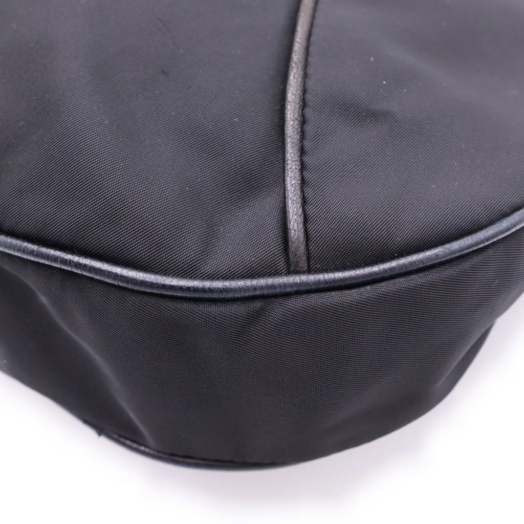 Prada Triangle Logo Nylon Leather Shoulder Bag Tote Black — view 5