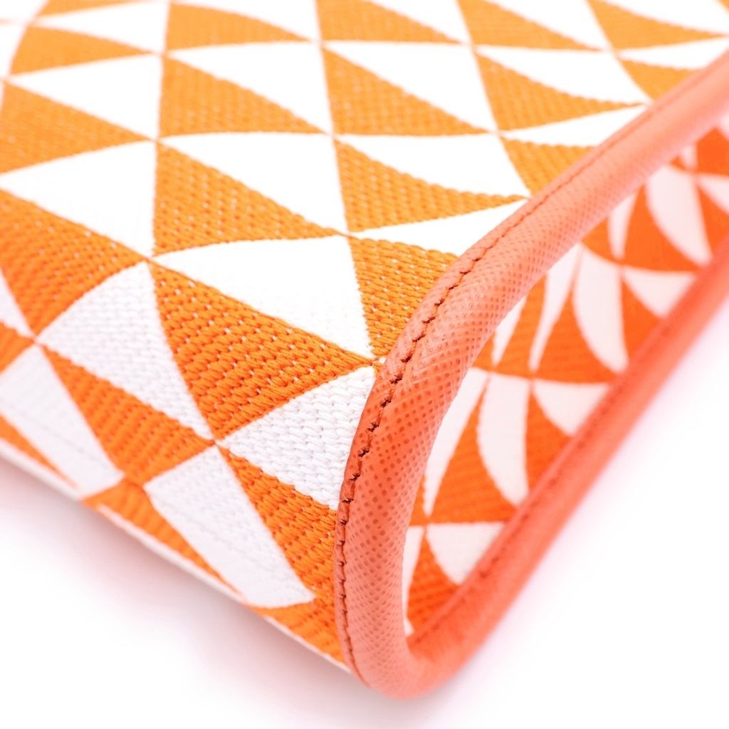 Prada Symbol Embroidery Mini Saffiano Canvas 2-Way Shoulder Bag Orange White — view 5
