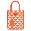 Prada Symbol Embroidery Mini Saffiano Canvas 2-Way Shoulder Bag Orange White