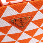 Prada Symbol Embroidery Mini Saffiano Canvas 2-Way Shoulder Bag Orange White — view 6