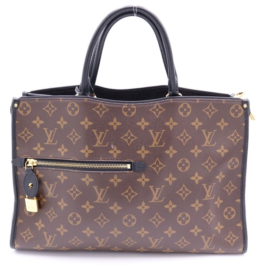 Louis Vuitton Monogram Popincourt MM Leather Gold 2-Way Tote Shoulder Bag Brown