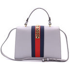 Gucci Sylvie Rose Sequin Embroidery Sherry Line Leather 2-Way Shoulder Bag Gray — view 2