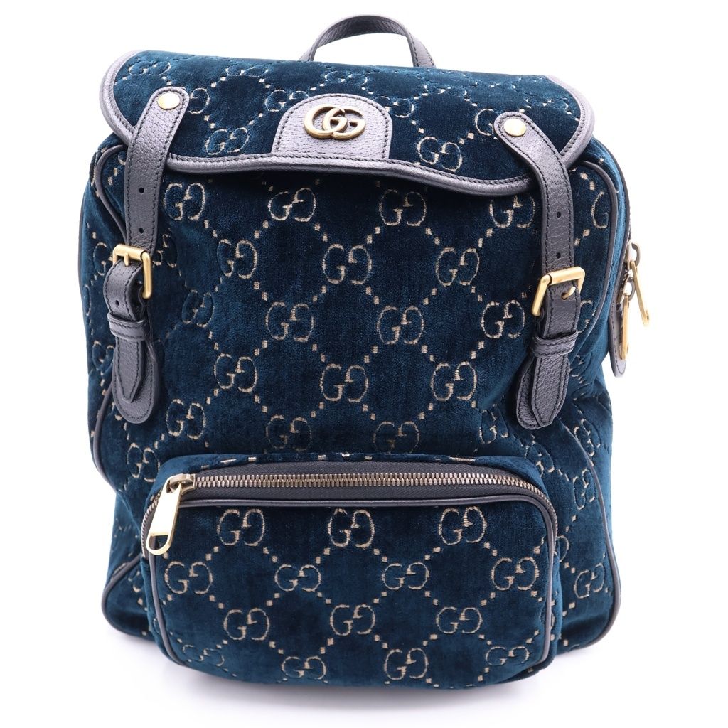 Gucci GG Velvet Small Backpack Blue Green
