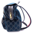 Gucci GG Velvet Small Backpack Blue Green — view 3