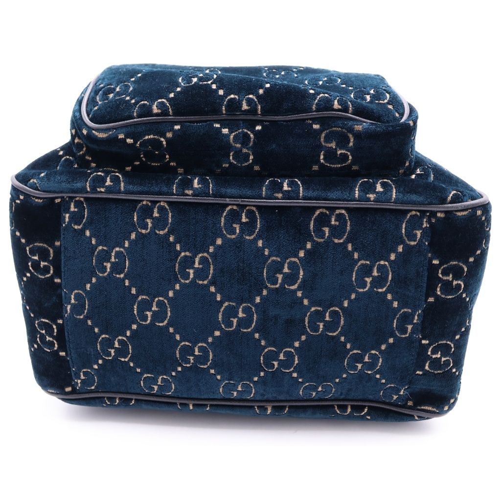 Gucci GG Velvet Small Backpack Blue Green — view 4