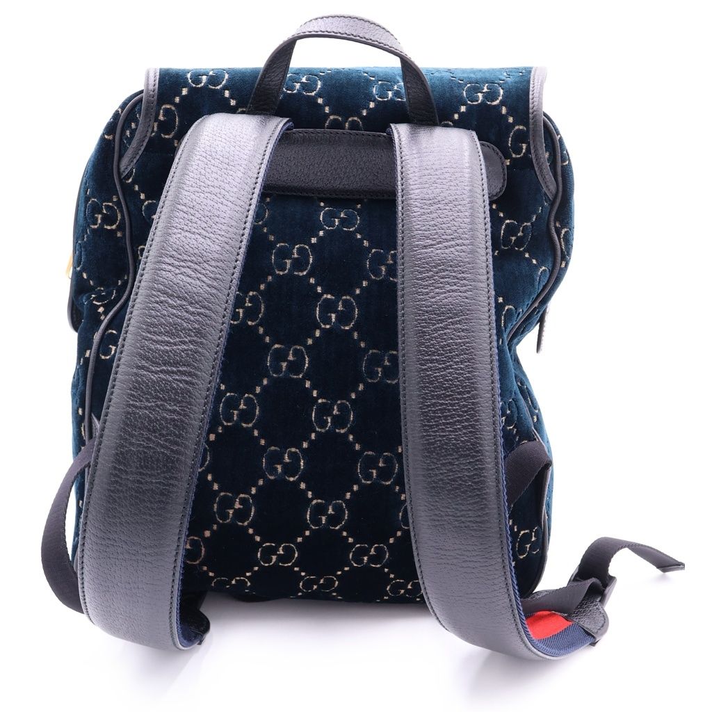 Gucci GG Velvet Small Backpack Blue Green — view 2