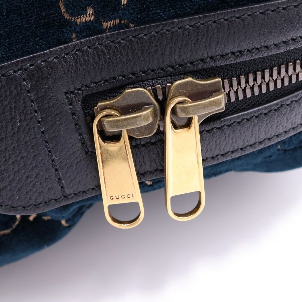 Gucci GG Velvet Small Backpack Blue Green — view 6