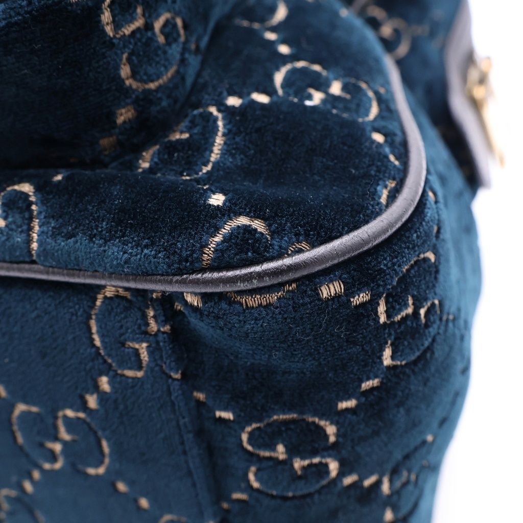 Gucci GG Velvet Small Backpack Blue Green — view 5