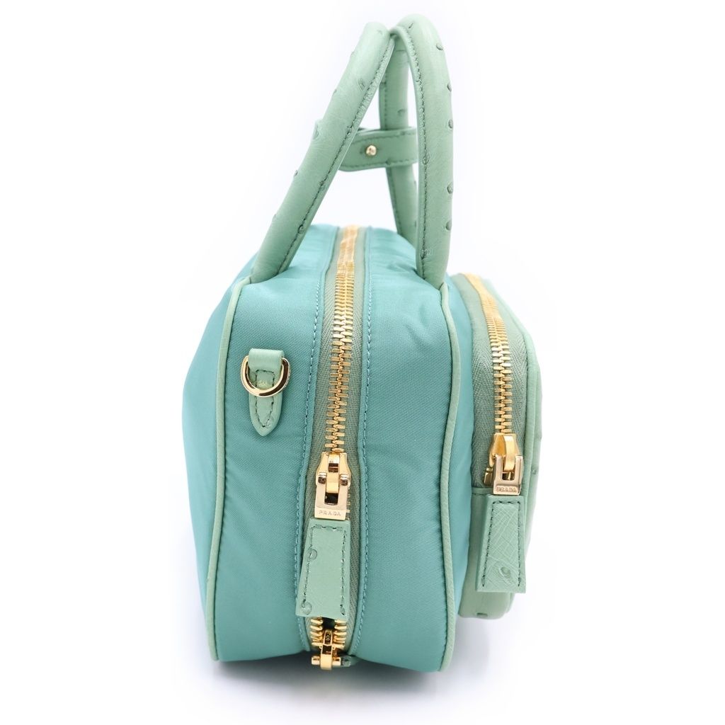 Prada Tessuto Top Handle 2-Way Shoulder Bag Green — view 3