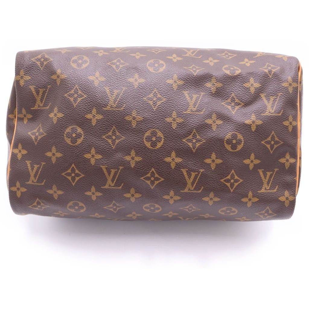 Louis Vuitton Monogram Speedy 30 Boston Bag Brown Leather Gold — view 4