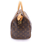 Louis Vuitton Monogram Speedy 30 Boston Bag Brown Leather Gold — view 3