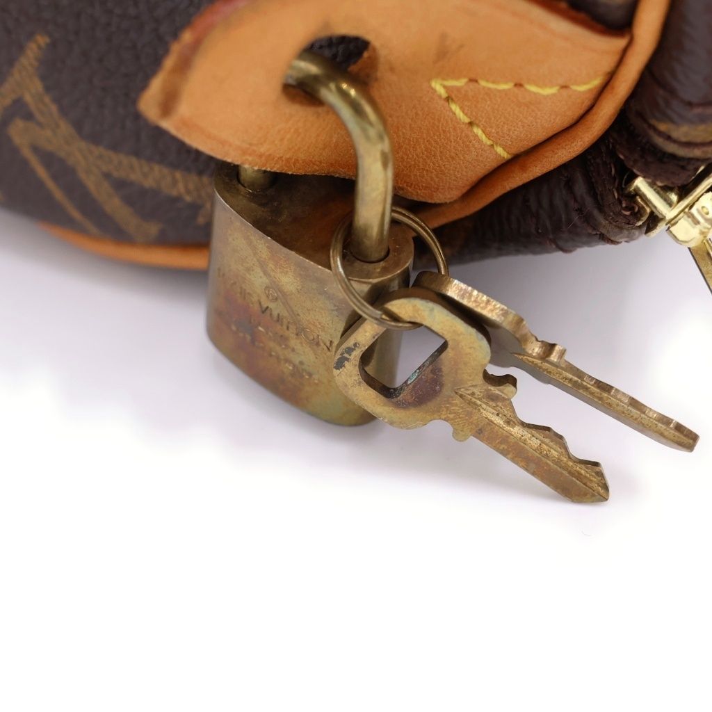 Louis Vuitton Monogram Speedy 30 Boston Bag Brown Leather Gold — view 7