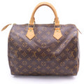 Louis Vuitton Monogram Speedy 30 Boston Bag Brown Leather Gold