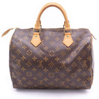 Louis Vuitton Monogram Speedy 30 Boston Bag Brown Leather Gold