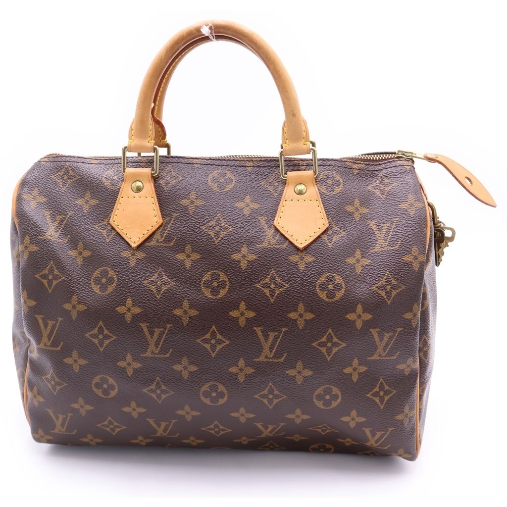 Louis Vuitton Monogram Speedy 30 Boston Bag Brown Leather Gold — view 2