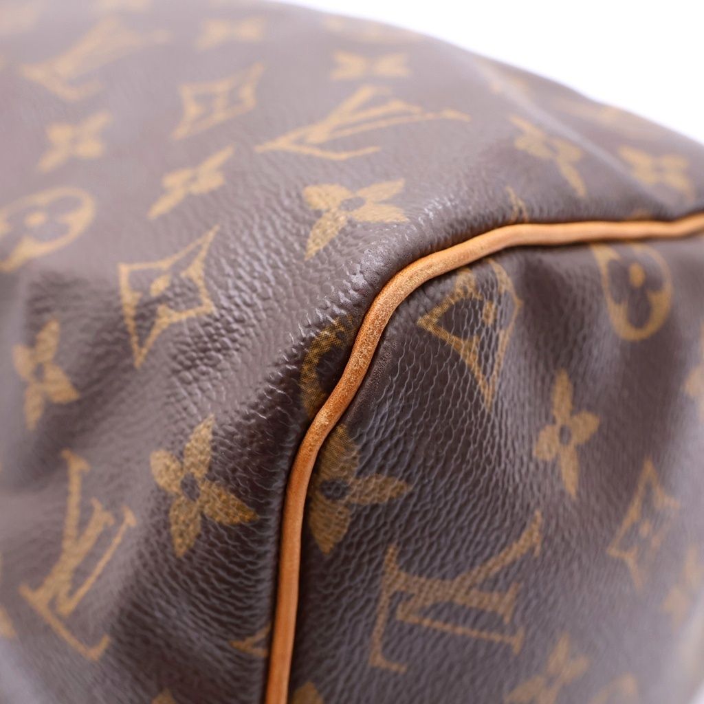 Louis Vuitton Monogram Speedy 30 Boston Bag Brown Leather Gold — view 5