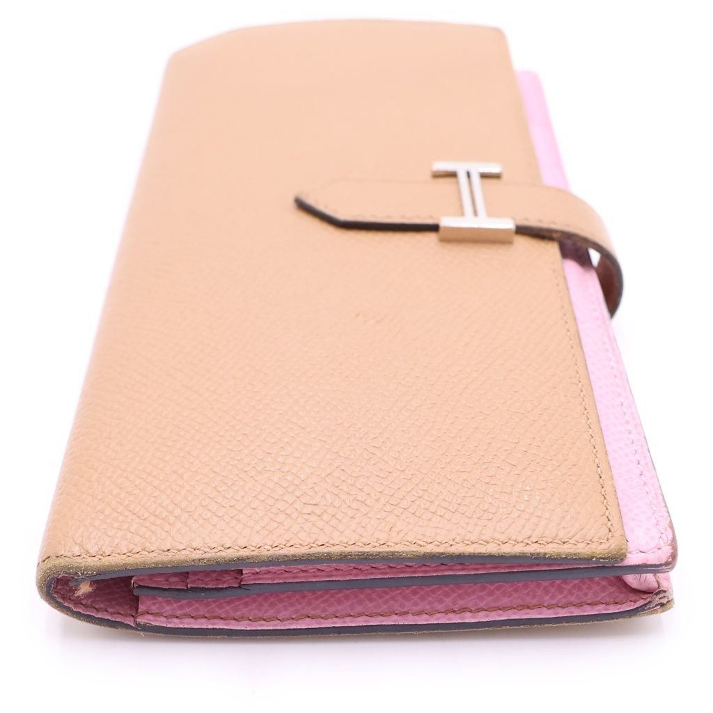 Hermes Bearn Souffle Bicolor Wallet Brown Pink Chai — view 3