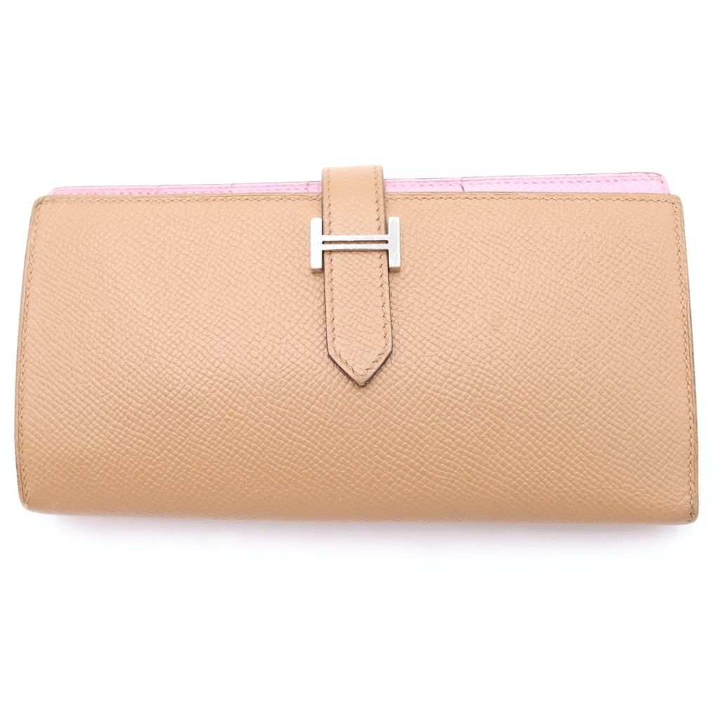 Hermes Bearn Souffle Bicolor Wallet Brown Pink Chai