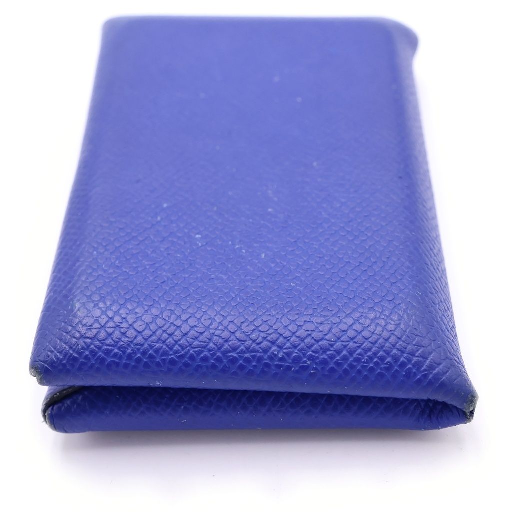 Hermes Calvi Coin Case Pouch Epsom Blue Electric — view 3
