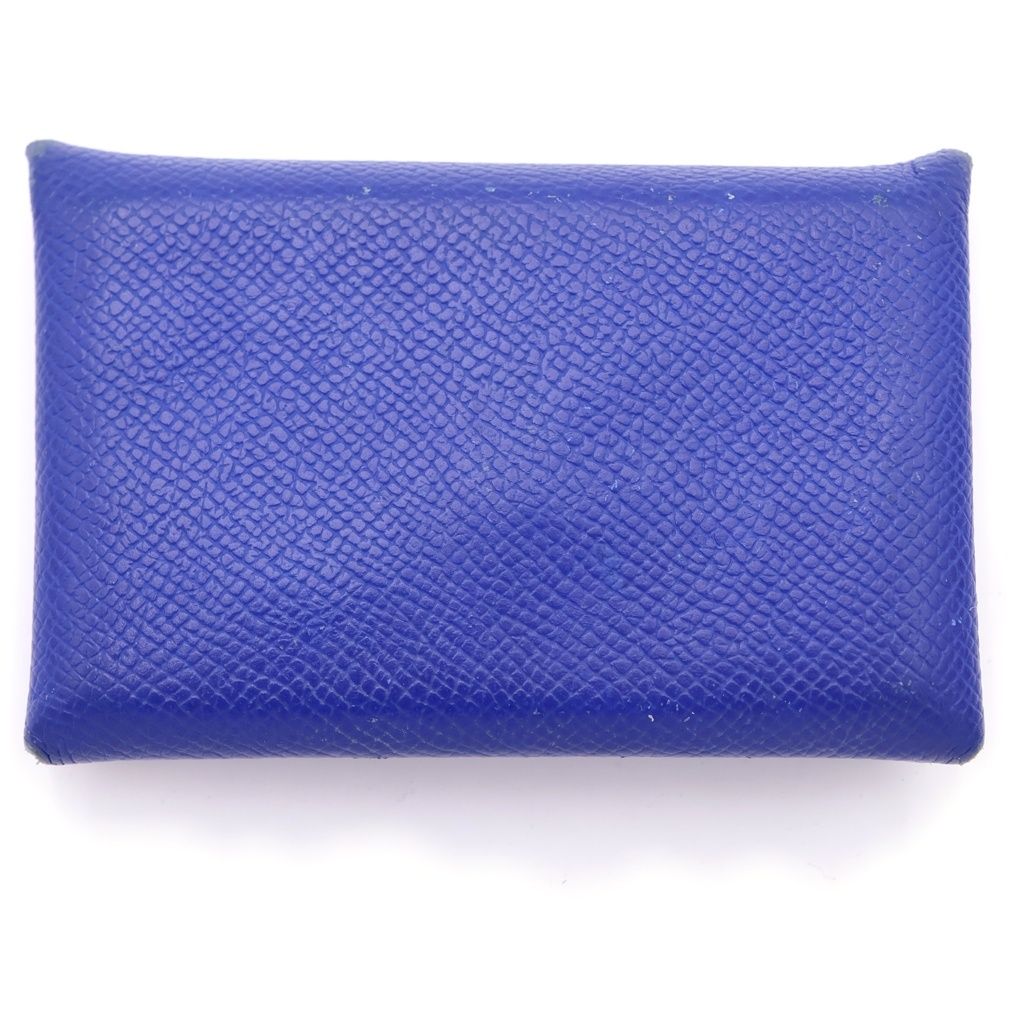 Hermes Calvi Coin Case Pouch Epsom Blue Electric — view 2