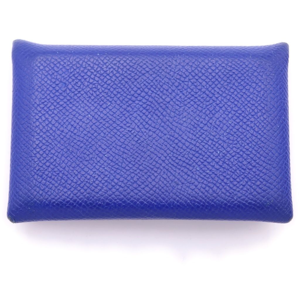 Hermes Calvi Coin Case Pouch Epsom Blue Electric