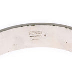 Fendi FF Logo Zucca Pattern Silver Bangle Bracelet — view 5
