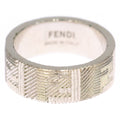 Fendi FF Logo Zucca Pattern Ring Silver