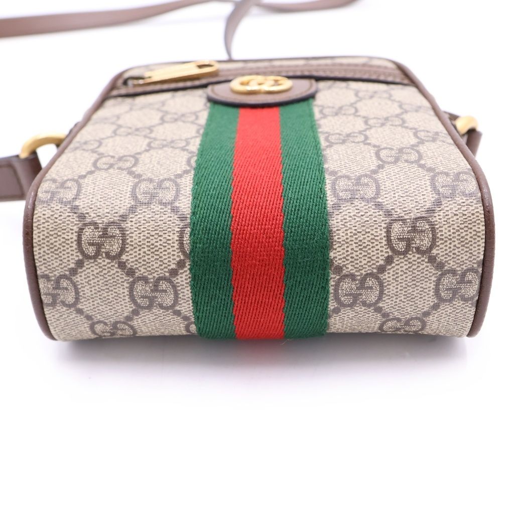 Gucci GG Supreme Sherry Line Leather Ophidia Mini Messenger Bag Beige Ebony — view 4