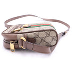 Gucci GG Supreme Sherry Line Leather Ophidia Mini Messenger Bag Beige Ebony — view 3