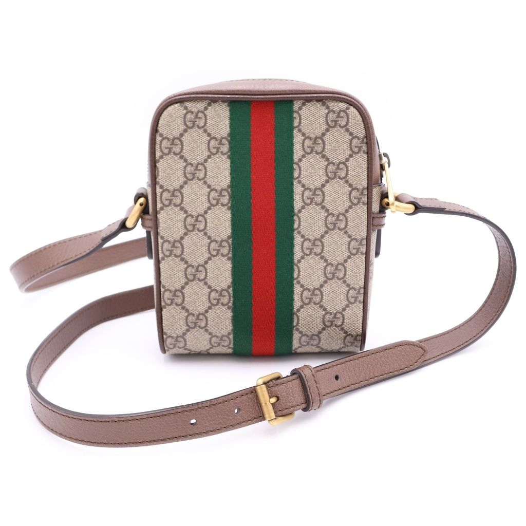 Gucci GG Supreme Sherry Line Leather Ophidia Mini Messenger Bag Beige Ebony — view 2